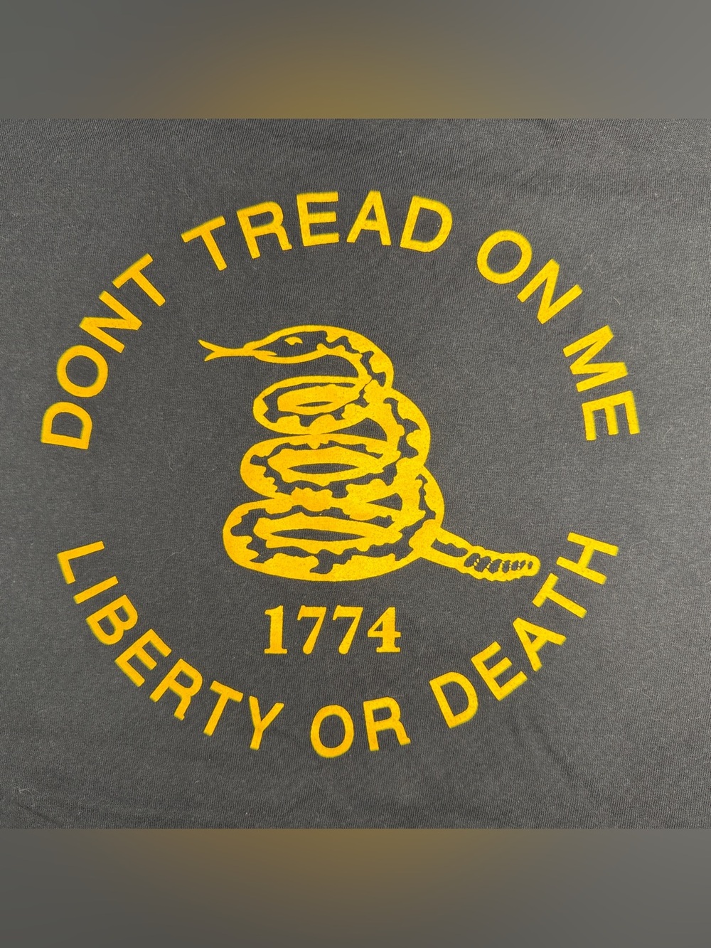 Hanes Black Tee with Yellow 'Don't Tread On Me' Snake Graphic
